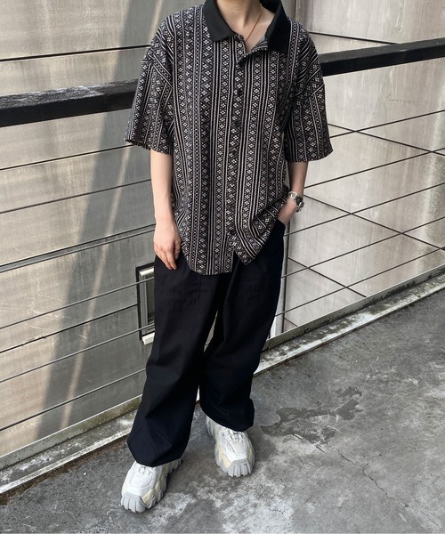 PairPair(ペアペア)の「ジャガードポロ(ユニセックス)(ポロシャツ・メンズ・ブラック/ベージュ/グレー・MEDIUM/LARGE)」の22枚目の写真