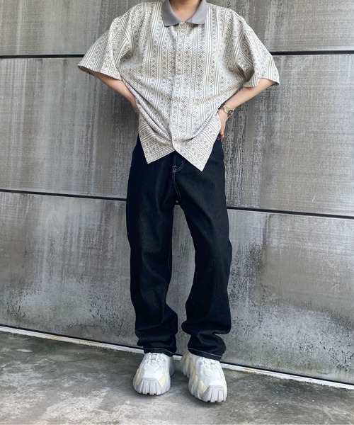 PairPair(ペアペア)の「ジャガードポロ(ユニセックス)(ポロシャツ・メンズ・ブラック/ベージュ/グレー・MEDIUM/LARGE)」の13枚目の写真