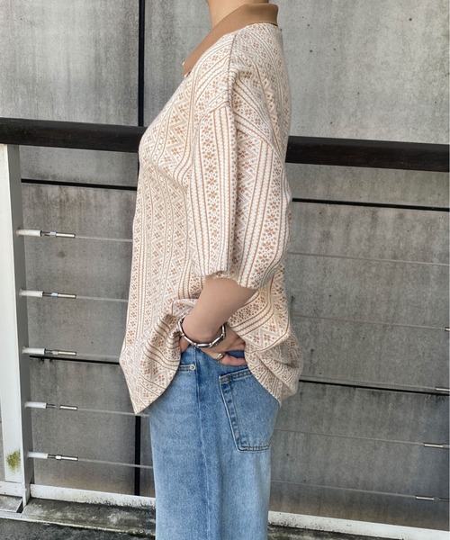 PairPair(ペアペア)の「ジャガードポロ(ユニセックス)(ポロシャツ・メンズ・ブラック/ベージュ/グレー・MEDIUM/LARGE)」の6枚目の写真