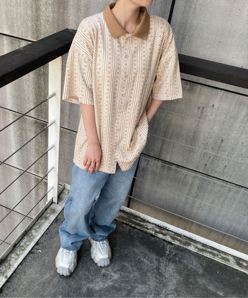 PairPair(ペアペア)の「ジャガードポロ(ユニセックス)(ポロシャツ・メンズ・ブラック/ベージュ/グレー・MEDIUM/LARGE)」の7枚目の写真