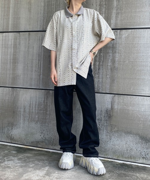 PairPair(ペアペア)の「ジャガードポロ(ユニセックス)(ポロシャツ・メンズ・ブラック/ベージュ/グレー・MEDIUM/LARGE)」の14枚目の写真
