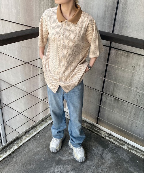 PairPair(ペアペア)の「ジャガードポロ(ユニセックス)(ポロシャツ・メンズ・ブラック/ベージュ/グレー・MEDIUM/LARGE)」の15枚目の写真