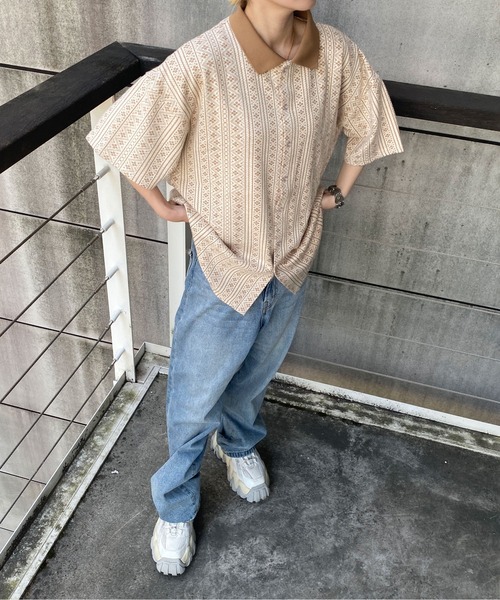 PairPair(ペアペア)の「ジャガードポロ(ユニセックス)(ポロシャツ・メンズ・ブラック/ベージュ/グレー・MEDIUM/LARGE)」の18枚目の写真