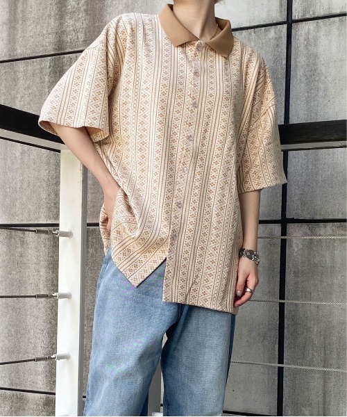 PairPair(ペアペア)の「ジャガードポロ(ユニセックス)(ポロシャツ・メンズ・ブラック/ベージュ/グレー・MEDIUM/LARGE)」の5枚目の写真