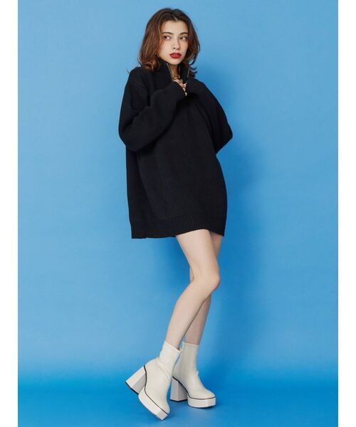 EVRIS（エヴリス）の「スリムチャンキーブーツ（ブーツ・レディース・ホワイト/ブラック・SMALL/MEDIUM/LARGE）」の10枚目の写真