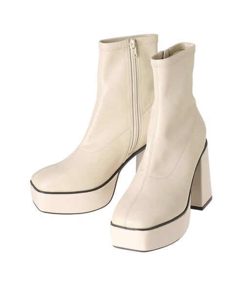 EVRIS（エヴリス）の「スリムチャンキーブーツ（ブーツ・レディース・ホワイト/ブラック・SMALL/MEDIUM/LARGE）」の22枚目の写真