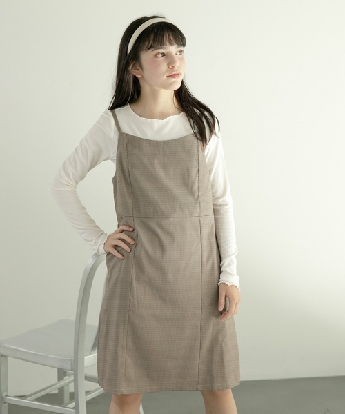 GLOBAL WORK（グローバルワーク）の「インナー付きジャンスカ/AND YUA ANY/299304（ジャンパースカート・キッズ・ベージュ/グレー・150cm/160cm）」の3枚目の写真