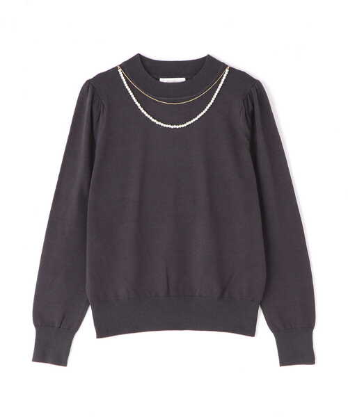 PROPORTION BODY DRESSING（プロポーションボディドレッシング）の「パールチェーン付きボリュームスリーブニット / 1212270904（ニット/セーター・レディース・ダークグレー/オフホワイト/パープル・FREE）」の14枚目の写真