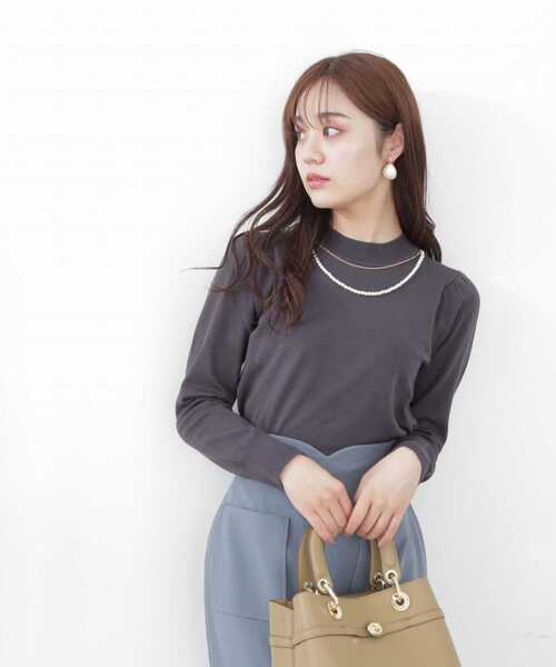 PROPORTION BODY DRESSING（プロポーションボディドレッシング）の「パールチェーン付きボリュームスリーブニット / 1212270904（ニット/セーター・レディース・ダークグレー/オフホワイト/パープル・FREE）」の16枚目の写真