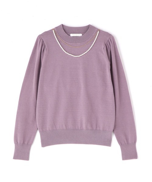 PROPORTION BODY DRESSING（プロポーションボディドレッシング）の「パールチェーン付きボリュームスリーブニット / 1212270904（ニット/セーター・レディース・ダークグレー/オフホワイト/パープル・FREE）」の12枚目の写真