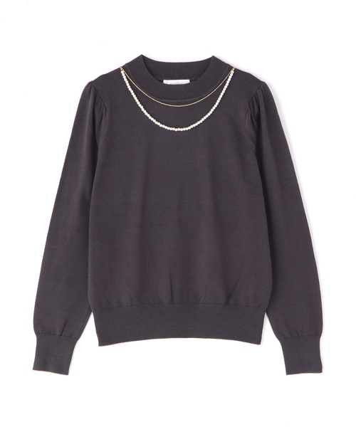 PROPORTION BODY DRESSING（プロポーションボディドレッシング）の「パールチェーン付きボリュームスリーブニット / 1212270904（ニット/セーター・レディース・ダークグレー/オフホワイト/パープル・FREE）」の10枚目の写真