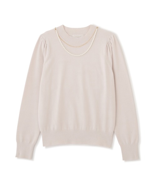 PROPORTION BODY DRESSING（プロポーションボディドレッシング）の「パールチェーン付きボリュームスリーブニット / 1212270904（ニット/セーター・レディース・ダークグレー/オフホワイト/パープル・FREE）」の4枚目の写真