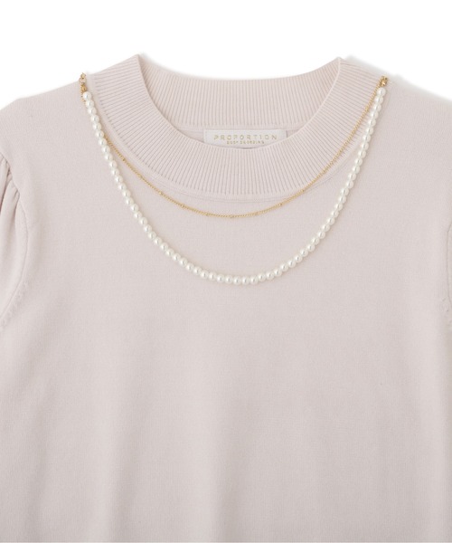 PROPORTION BODY DRESSING（プロポーションボディドレッシング）の「パールチェーン付きボリュームスリーブニット / 1212270904（ニット/セーター・レディース・ダークグレー/オフホワイト/パープル・FREE）」の6枚目の写真