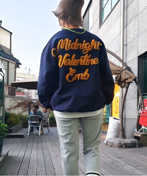 セール 韓国 ファッション ストリート ブランド Midnight Swt サガラ刺繍 トレーナー スウェット メンズ レディース ユニセックス スウェット Status ステイタス のファッション通販 Zozotown