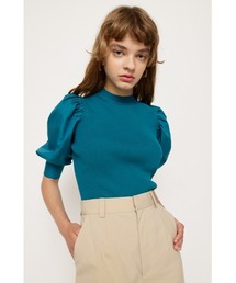 BACK RIBBON DOCKING KNIT TOPS バックリボン ドッキング ニット トップス