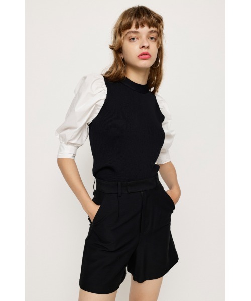 SLY(スライ)の「BACK RIBBON DOCKING KNIT TOPS バックリボン ドッキング ニット トップス(ニット/セーター・レディース・ブラック/ターコイズブルー/マルチ・FREE)」の3枚目の写真