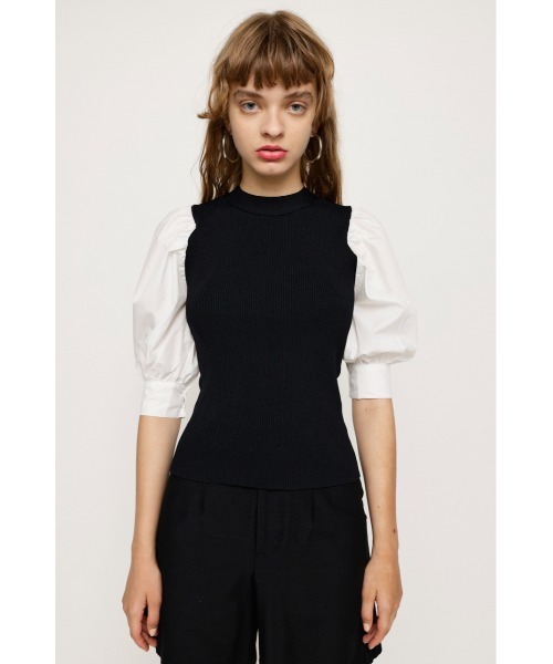 SLY(スライ)の「BACK RIBBON DOCKING KNIT TOPS バックリボン ドッキング ニット トップス(ニット/セーター・レディース・ブラック/ターコイズブルー/マルチ・FREE)」の21枚目の写真