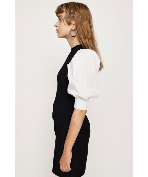 SLY(スライ)の「BACK RIBBON DOCKING KNIT TOPS バックリボン ドッキング ニット トップス(ニット/セーター・レディース・ブラック/ターコイズブルー/マルチ・FREE)」の16枚目の写真