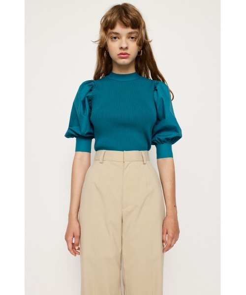 SLY(スライ)の「BACK RIBBON DOCKING KNIT TOPS バックリボン ドッキング ニット トップス(ニット/セーター・レディース・ブラック/ターコイズブルー/マルチ・FREE)」の15枚目の写真