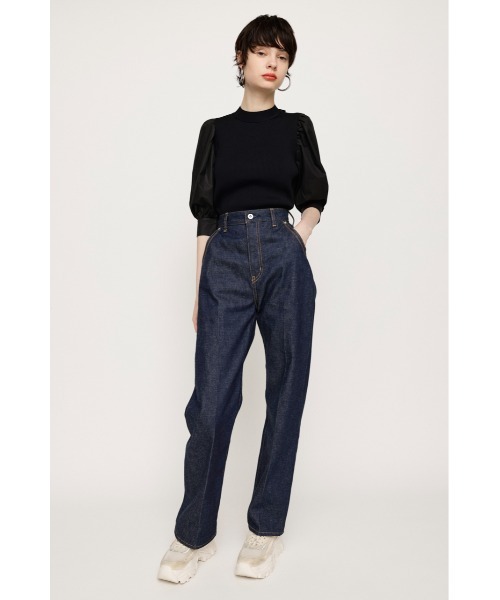 SLY(スライ)の「BACK RIBBON DOCKING KNIT TOPS バックリボン ドッキング ニット トップス(ニット/セーター・レディース・ブラック/ターコイズブルー/マルチ・FREE)」の8枚目の写真