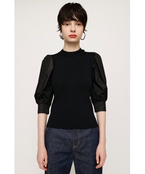 SLY(スライ)の「BACK RIBBON DOCKING KNIT TOPS バックリボン ドッキング ニット トップス(ニット/セーター・レディース・ブラック/ターコイズブルー/マルチ・FREE)」の17枚目の写真