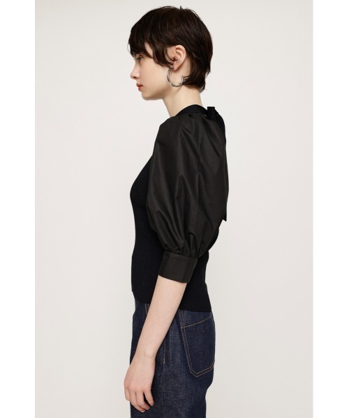 SLY(スライ)の「BACK RIBBON DOCKING KNIT TOPS バックリボン ドッキング ニット トップス(ニット/セーター・レディース・ブラック/ターコイズブルー/マルチ・FREE)」の13枚目の写真