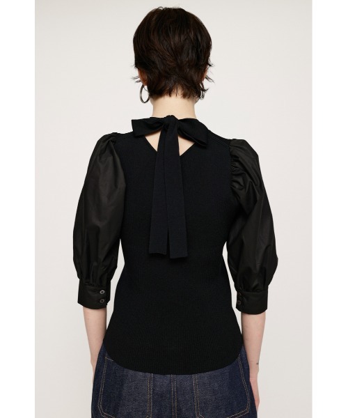 SLY(スライ)の「BACK RIBBON DOCKING KNIT TOPS バックリボン ドッキング ニット トップス(ニット/セーター・レディース・ブラック/ターコイズブルー/マルチ・FREE)」の20枚目の写真