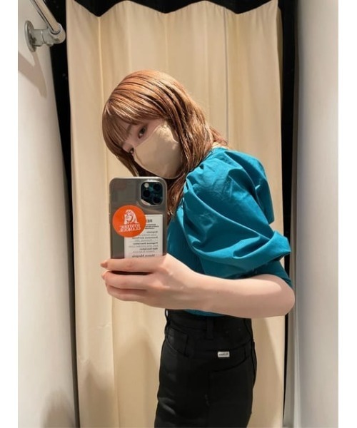SLY(スライ)の「BACK RIBBON DOCKING KNIT TOPS バックリボン ドッキング ニット トップス(ニット/セーター・レディース・ブラック/ターコイズブルー/マルチ・FREE)」の4枚目の写真