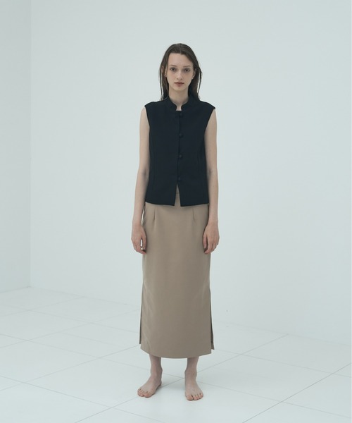 QtieFlash チャイナボタンストライプロングベスト 楽天市場