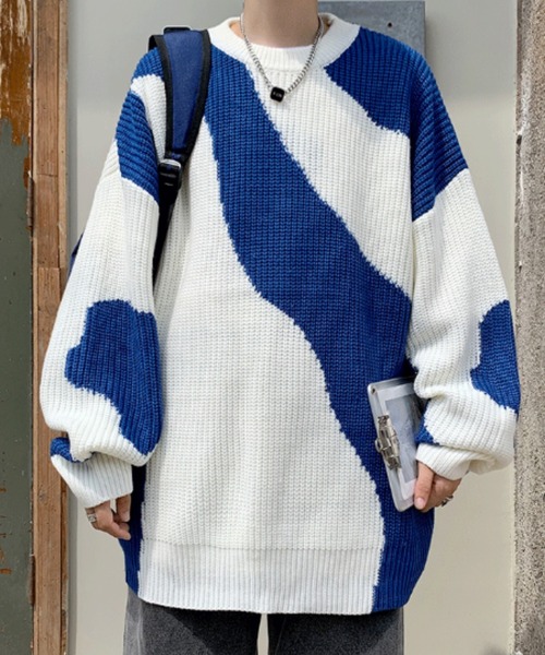 MGV（エムジーヴィー）の「バイカラーデザインニット（ニット/セーター・メンズ・ブルー/ブラック・X-LARGE/MEDIUM/LARGE）」の11枚目の写真