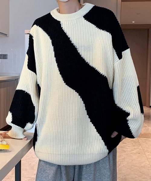 MGV（エムジーヴィー）の「バイカラーデザインニット（ニット/セーター・メンズ・ブルー/ブラック・X-LARGE/MEDIUM/LARGE）」の18枚目の写真