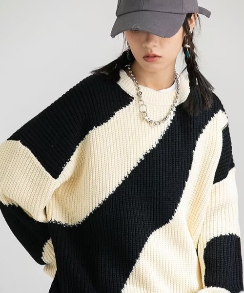 MGV（エムジーヴィー）の「バイカラーデザインニット（ニット/セーター・メンズ・ブルー/ブラック・X-LARGE/MEDIUM/LARGE）」の20枚目の写真