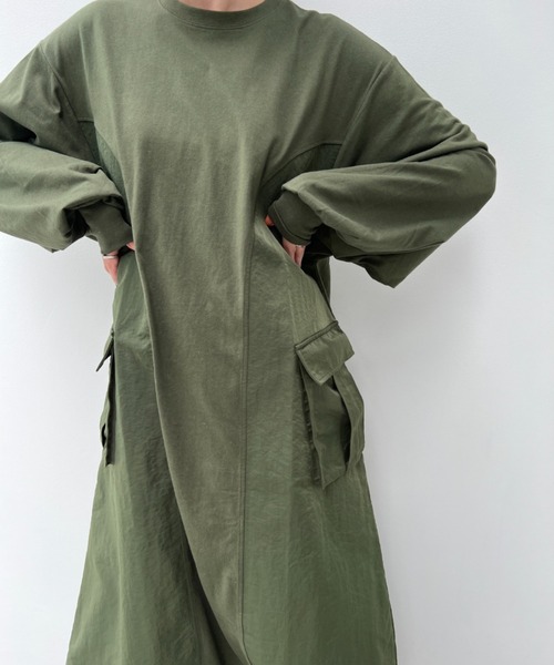 y/m（イム）の「ナイロンドッキングカットワンピース（ワンピース・レディース・ブラック/カーキ・FREE）」の9枚目の写真