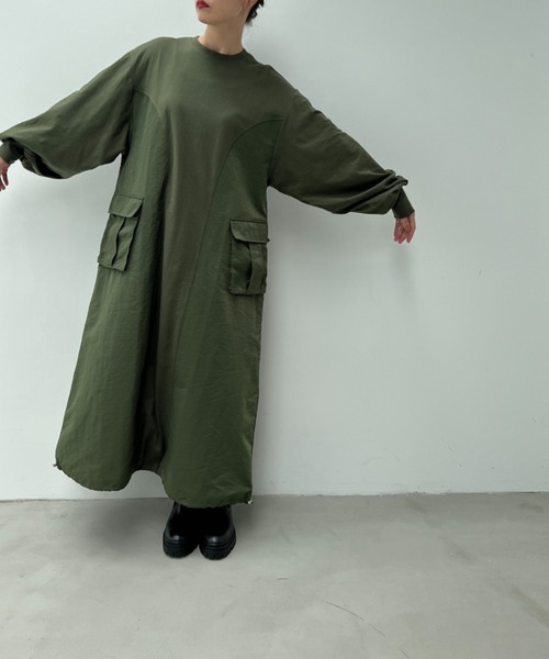 y/m（イム）の「ナイロンドッキングカットワンピース（ワンピース・レディース・ブラック/カーキ・FREE）」の12枚目の写真