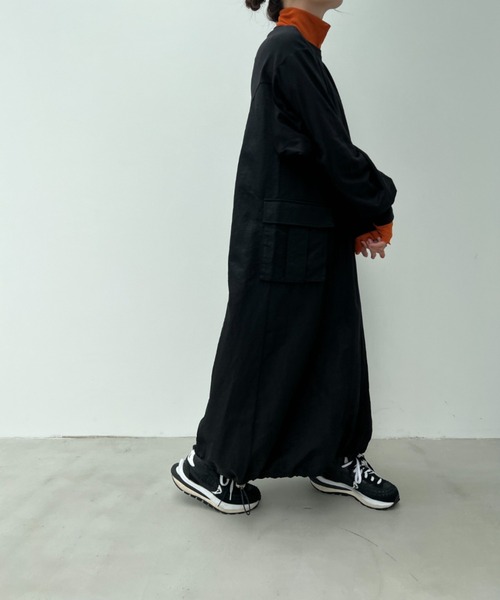 y/m（イム）の「ナイロンドッキングカットワンピース（ワンピース・レディース・ブラック/カーキ・FREE）」の5枚目の写真