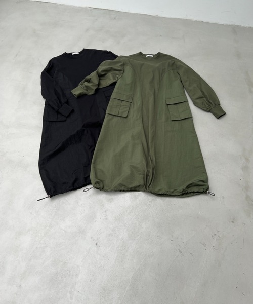 y/m（イム）の「ナイロンドッキングカットワンピース（ワンピース・レディース・ブラック/カーキ・FREE）」の8枚目の写真