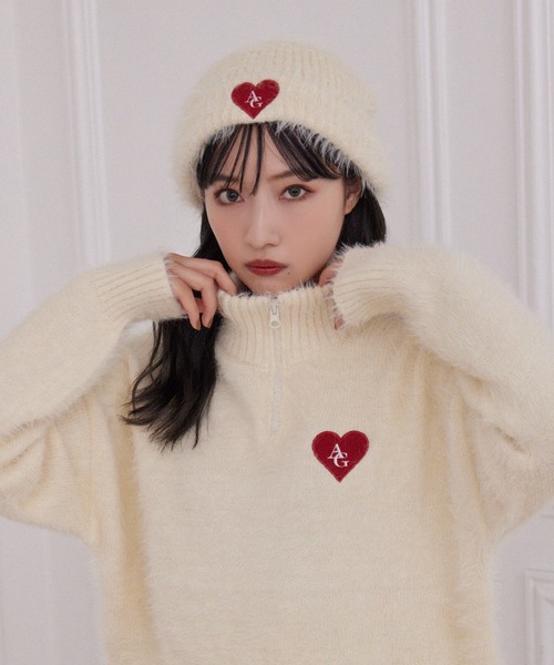 ANDGEEBEE（アンジービー）の「UNISEX シャギーニット帽（ニットキャップ/ビーニー・レディース・ブラック/アイボリー・FREE）」の3枚目の写真