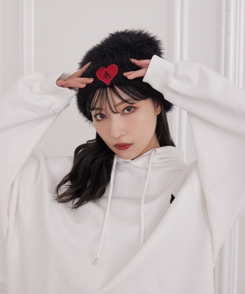 ANDGEEBEE（アンジービー）の「UNISEX シャギーニット帽（ニットキャップ/ビーニー・レディース・ブラック/アイボリー・FREE）」の9枚目の写真
