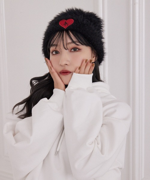 ANDGEEBEE（アンジービー）の「UNISEX シャギーニット帽（ニットキャップ/ビーニー・レディース・ブラック/アイボリー・FREE）」の6枚目の写真