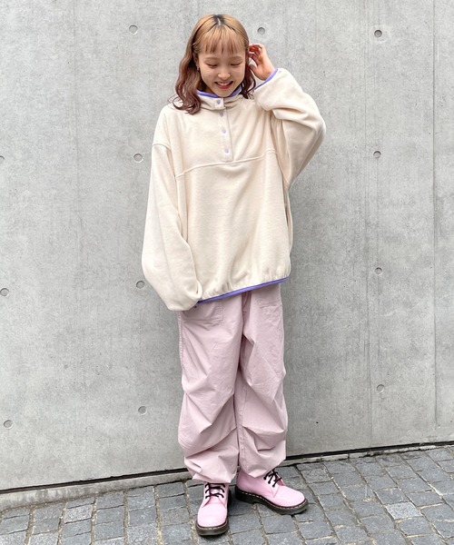 w closet(ダブルクローゼット)の「フリースハーフスナッププルオーバー(その他トップス・レディース・オフホワイト/ブラック/ピンク/グリーン/ラベンダー・FREE)」の6枚目の写真