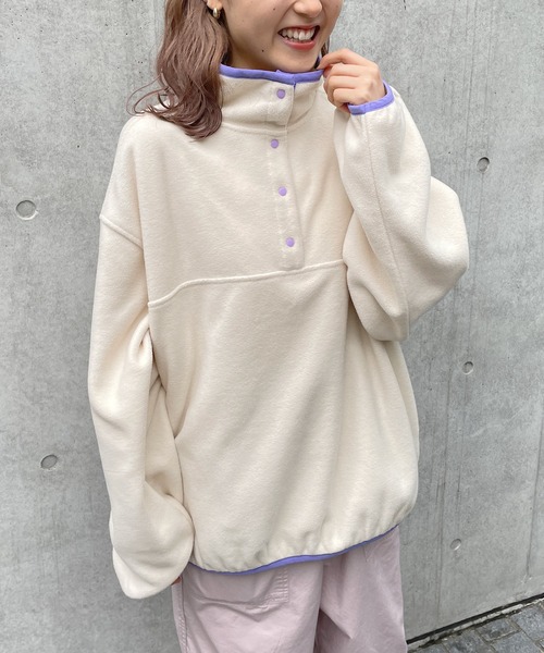 w closet(ダブルクローゼット)の「フリースハーフスナッププルオーバー(その他トップス・レディース・オフホワイト/ブラック/ピンク/グリーン/ラベンダー・FREE)」の7枚目の写真