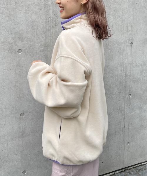 w closet(ダブルクローゼット)の「フリースハーフスナッププルオーバー(その他トップス・レディース・オフホワイト/ブラック/ピンク/グリーン/ラベンダー・FREE)」の8枚目の写真