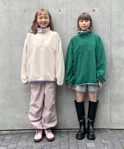 w closet(ダブルクローゼット)の「フリースハーフスナッププルオーバー(その他トップス・レディース・オフホワイト/ブラック/ピンク/グリーン/ラベンダー・FREE)」の12枚目の写真