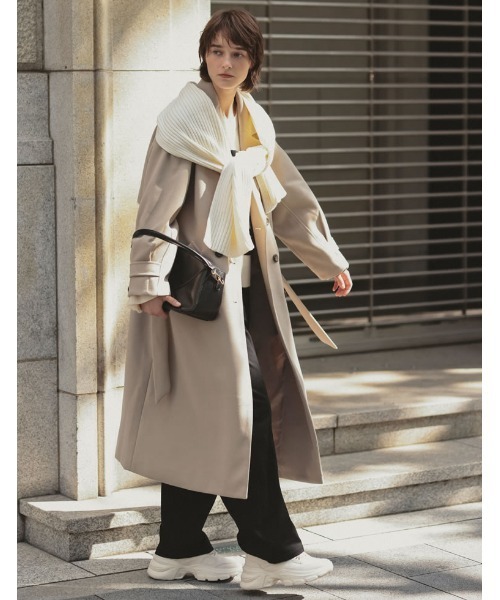 Re:EDIT(リエディ)の「[WINTER COLLECTIONモッサダブルブレストトレンチデザインチェスターコート(チェスターコート・レディース・グレイッシュベージュ/パープル/ホワイト系その他/ライトグリーン/ブルー/ブラック・MEDIUM)」の5枚目の写真