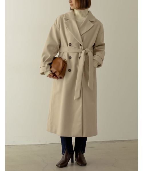 Re:EDIT(リエディ)の「[WINTER COLLECTIONモッサダブルブレストトレンチデザインチェスターコート(チェスターコート・レディース・グレイッシュベージュ/パープル/ホワイト系その他/ライトグリーン/ブルー/ブラック・MEDIUM)」の21枚目の写真