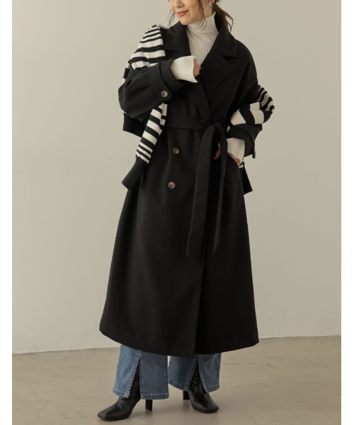 Re:EDIT(リエディ)の「[WINTER COLLECTIONモッサダブルブレストトレンチデザインチェスターコート(チェスターコート・レディース・グレイッシュベージュ/パープル/ホワイト系その他/ライトグリーン/ブルー/ブラック・MEDIUM)」の15枚目の写真