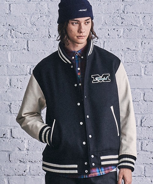 MSML（エムエスエムエル）の「LEATHER SLEEVE STADIUM JACKET