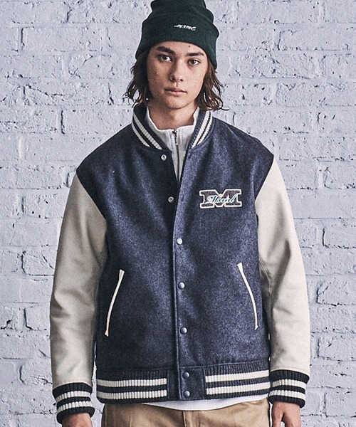 MSML（エムエスエムエル）の「LEATHER SLEEVE STADIUM JACKET