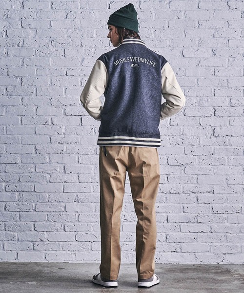 MSML（エムエスエムエル）の「LEATHER SLEEVE STADIUM JACKET（スタジャン・メンズ・グレー×ホワイト/ブラック×ホワイト・S/M/XL/L）」の21枚目の写真