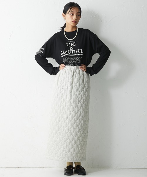 CHIC STYLE(シックスタイル)の「<大きいサイズ>ファンシーツイードキルティングロングタイトスカート シックスタイル(スカート・レディース・ブラック/アイボリー・L/LL/3L/4L/5L)」の10枚目の写真